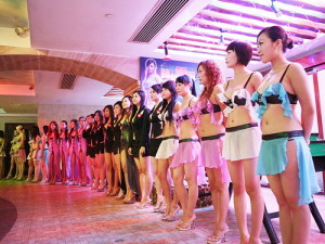 Line up of prostitutes at Emperor Sauna in Macau
