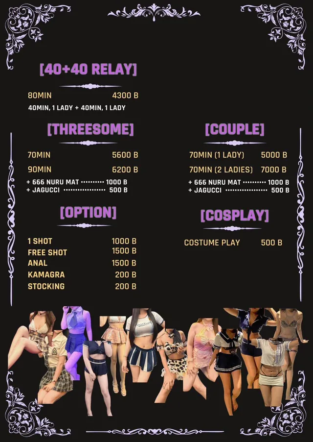 menu for 666 massage in bangkok
