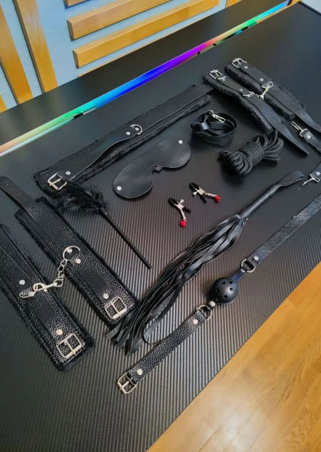 BDSM items on a table