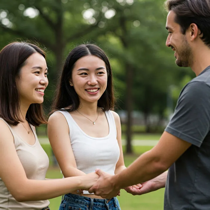 white guy with 2 asian girlfriends