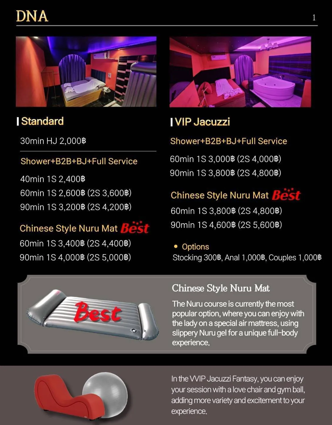 price list at DNA nuru massage page 1